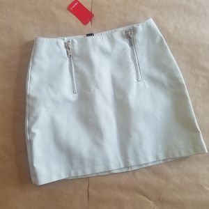 Mint green leather skirt